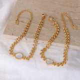 Stainless Steel Heart Shell Charm Bracelet 18K Plated Chain