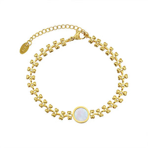 Stainless Steel Heart Shell Charm Bracelet 18K Plated Chain