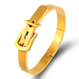 Stainless Steel Belt Buckle Bangle Bracelet Set