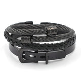 Stainless Steel Belt Buckle Bangle Bracelet Set