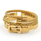 Stainless Steel Belt Buckle Bangle Bracelet Set