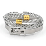 Stainless Steel Belt Buckle Bangle Bracelet Set