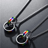 Stainless Steel Unisex Love Pride Flag Pendant Necklace