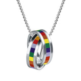 Stainless Steel Unisex Love Pride Flag Pendant Necklace