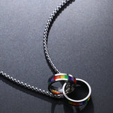Stainless Steel Unisex Love Pride Flag Pendant Necklace