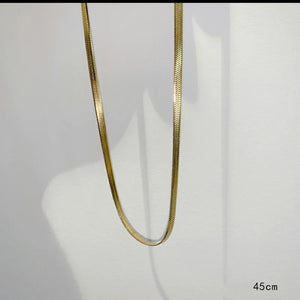 Stainless Steel Women's Flat Snake Bone Chain Necklace