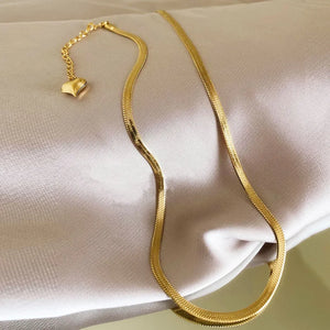 Stainless Steel Women's Flat Snake Bone Chain Necklace