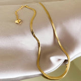 Stainless Steel Women's Flat Snake Bone Chain Necklace