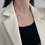 Stainless Steel Women's Flat Snake Bone Chain Necklace