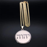 Stainless Steel Jewish Christian Pendant Necklace Tetragrammaton Jehovah Yahweh