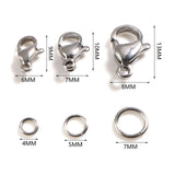 Silver Stainless Steel Jump Rings Findings with Lobster Clasp
