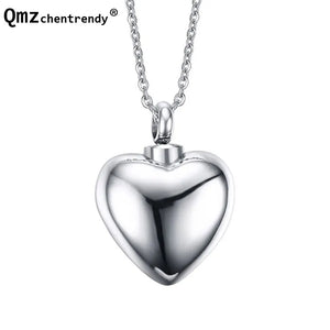 Stainless Steel Heart Ashes Necklace Keepsake Cremation Jewelry