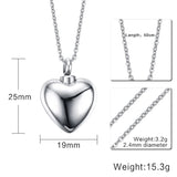 Stainless Steel Heart Ashes Necklace Keepsake Cremation Jewelry
