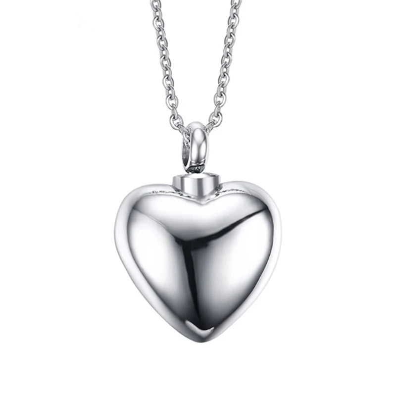 Stainless Steel Heart Ashes Necklace Keepsake Cremation Jewelry