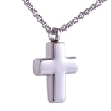 Stainless Steel Cross Eternity Urn Necklace Cremation Ashes Pendant