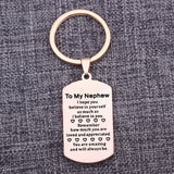 Personalized Stainless Steel Dog Tag Keychain for Nephew