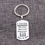 Teacher Keychain Dog Tag Pendant - Engraved Quote Gift