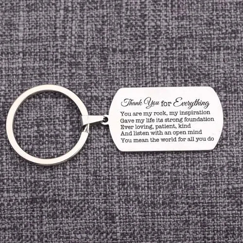Engraved Stainless Steel Keychain - Thank You for Everything