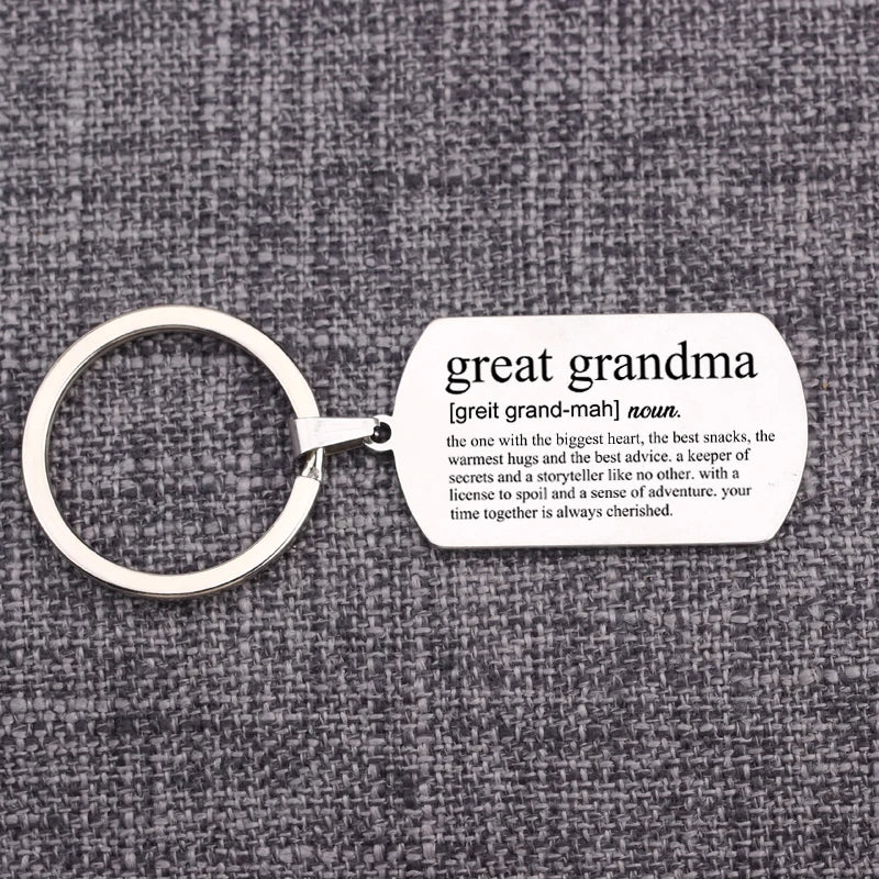 Stainless Steel Keychain Mother's Gift for Grandma Bag Charm Keyring
