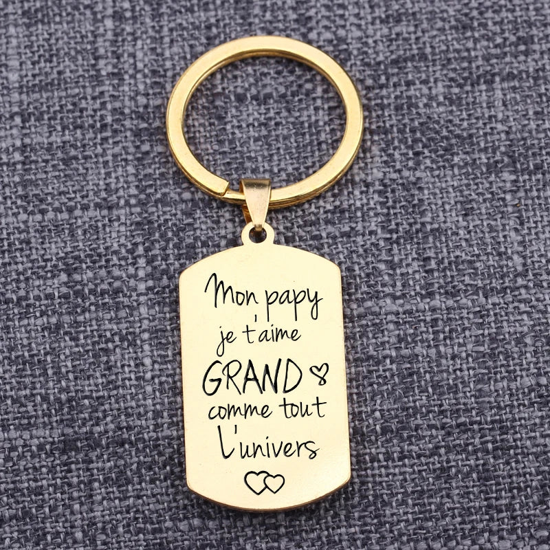 French Keyring Stainless Steel Keychain