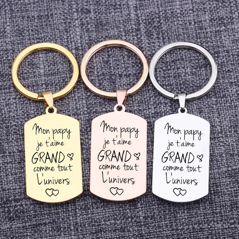 French Keyring Stainless Steel Keychain