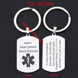Personalized Medical Alert ID Keychain for Heart Disease & Diabetes Patients