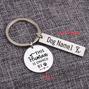 Personalized Pet Lover Keychain Set Stainless Steel Dog Cat Name Pendant Holder