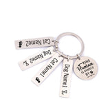 Personalized Pet Lover Keychain Set Stainless Steel Dog Cat Name Pendant Holder