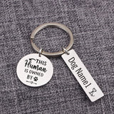 Personalized Pet Lover Keychain Set Stainless Steel Dog Cat Name Pendant Holder