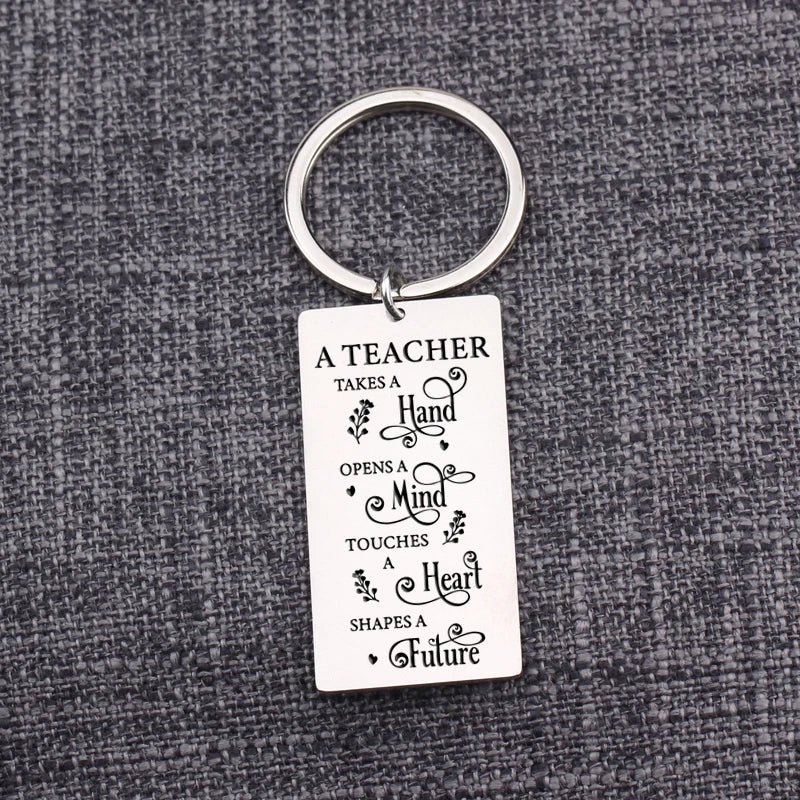 Teacher Gift Keychain: Opens Mind, Touches Heart, Shape