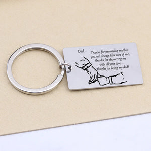 Stainless Steel Keychain for Dad Gift - Being My Dad Bag Charms Key Holder
