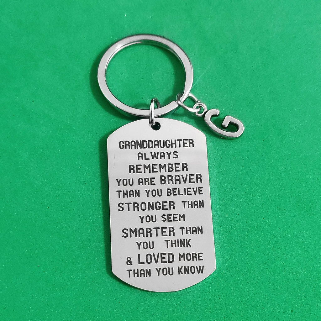 Stainless Steel Thanksgiving Keychain for Granddaughter Grandson A-Z Birthday