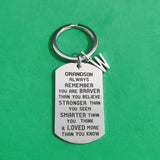 Stainless Steel Thanksgiving Keychain for Granddaughter Grandson A-Z Birthday