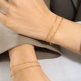 Stainless Steel Double Layer Chain Bracelet 18K Jewelry
