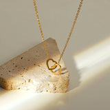 Double Heart Necklace Stainless Steel Clavicle Chain Kpop Pendant Choker