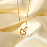 Double Heart Necklace Stainless Steel Clavicle Chain Kpop Pendant Choker