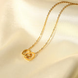 Double Heart Necklace Stainless Steel Clavicle Chain Kpop Pendant Choker
