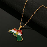 Stainless Steel Kurdistan Colorful Map Pendant Necklace
