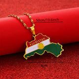 Stainless Steel Kurdistan Colorful Map Pendant Necklace