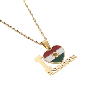 Stainless Steel Kurdistan Map & Flag Pendant Necklace - Ethnic Jewelry Gift