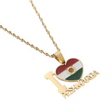 Stainless Steel Kurdistan Map & Flag Pendant Necklace - Ethnic Jewelry Gift