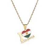 Stainless Steel Kurdistan Map & Flag Pendant Necklace - Ethnic Jewelry Gift