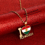 Stainless Steel Kurdistan Map & Flag Pendant Necklace - Ethnic Jewelry Gift