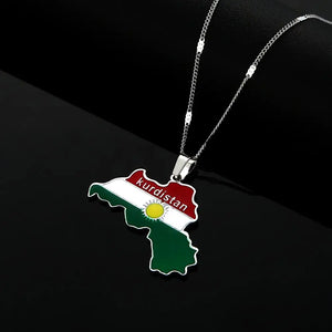 Stainless Steel Kurdistan Map Necklace