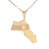 Kurdistan Map Pendant Necklace Kurdish Flag Chain Jewelry