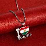 Kurdistan Map and Flag Pendant Necklace - Ethnic Jewelry for Women