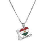 Kurdistan Map and Flag Pendant Necklace - Ethnic Jewelry for Women
