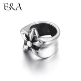 Stainless Steel Large Hole Beads Ring Shaped with Star Floral Slide Bead