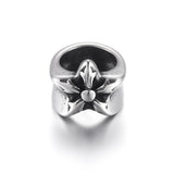 Stainless Steel Large Hole Beads Ring Shaped with Star Floral Slide Bead
