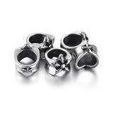 Stainless Steel Large Hole Beads Ring Shaped with Star Floral Slide Bead